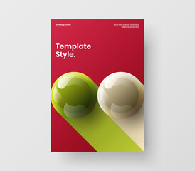Amazing realistic balls flyer concept. Multicolored book cover A4 design vector template.