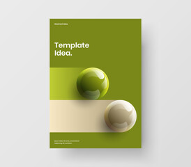 Unique realistic spheres corporate cover template. Multicolored pamphlet A4 design vector concept.