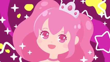 キラキラしたお姫様のイラスト_16:9