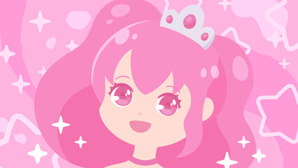 キラキラしたお姫様のイラスト_16:9