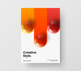 Colorful realistic spheres presentation illustration. Fresh poster A4 vector design layout.