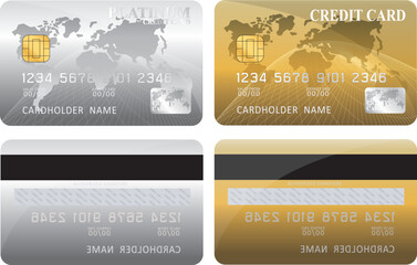 Vector illustration of detailed glossy credit card isolated on white background