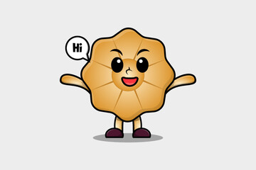 Cute cartoon Cookies character with happy expression in modern style design illustration