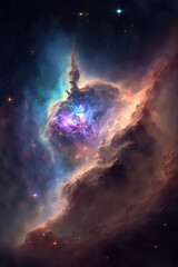 Fototapeta na wymiar Abstract cosmos, space nebula as a background or wallpaper. AI 
