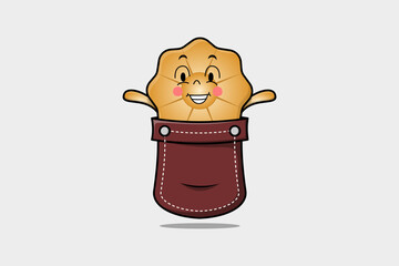 Cute cartoon Cookies character coming out from pocket look so happy  