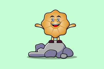 Cute cartoon Cookies character standing in stone vector illustration cartoon style
