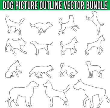 Dog Picture Outline Vector Bundle