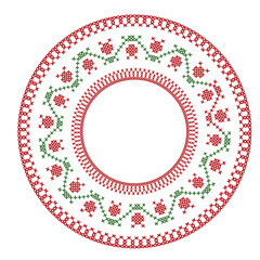 Round frame with flower folk embroidery 23