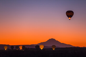Hot Air Balloons in the Sunrise Lights, Goreme National Park Photo, Cappadocia Nevsehir, Turkey