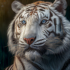portrait white bengal tiger,  generative ai illustration	