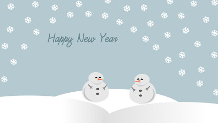 Christmas card with snowman and snow