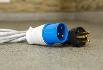 Electric plug with wires for connecting the generator. Special electrical plugs for the output of...