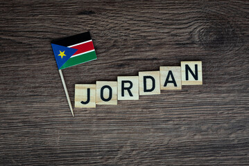 Jordan - wooden word with jordanian flag (wooden letters, wooden sign)