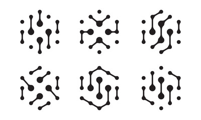 hexagon molecule logo vector. connection technology icon design