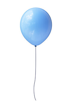 Helium balloon in blue color with a rope isolated background