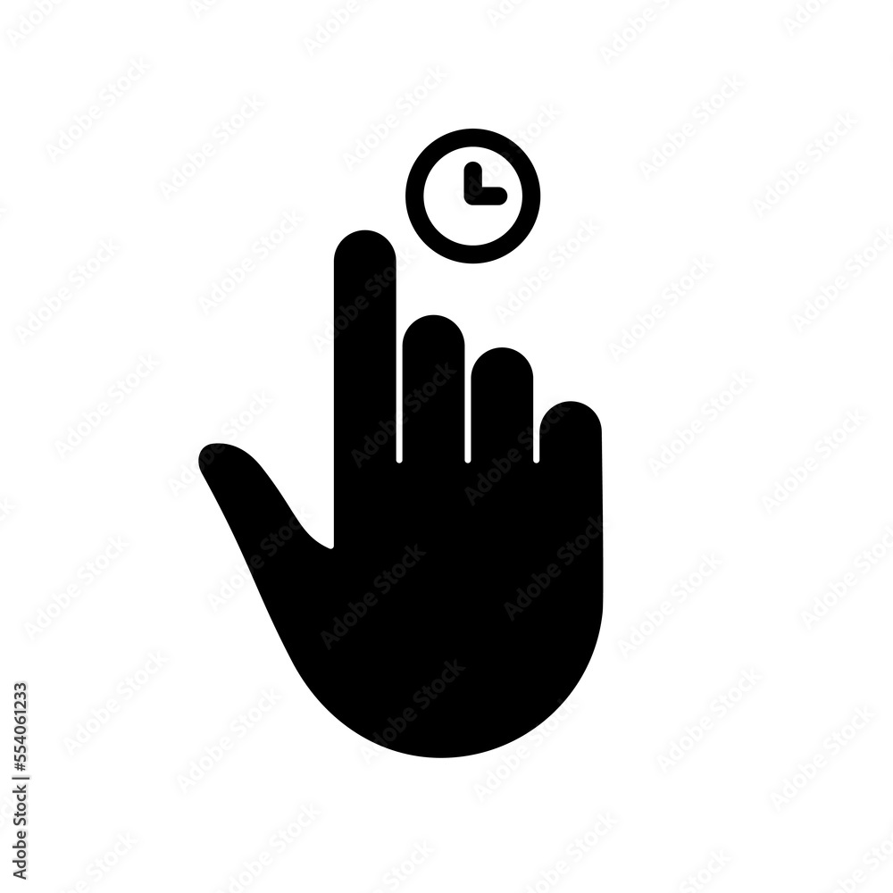 Poster cursor hand computer mouse silhouette icon. pointer finger black glyph pictogram. click press double
