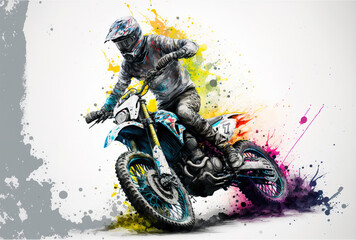 White background with moto freestyle. Generative AI