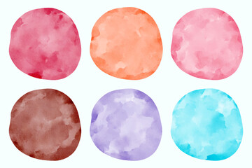 Pastel Pink Blue Orange Purple and Brown Watercolor Paint Stain Background Circle Vector Collections
