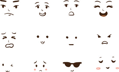 set of cartoon animals expressions