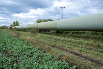 natural gas insulated pipelines in the field in Europe. Hub of the transportation of oil and gas...