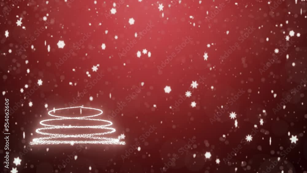 Wall mural glowing christmas tree animation with light and particles. 3d animation
