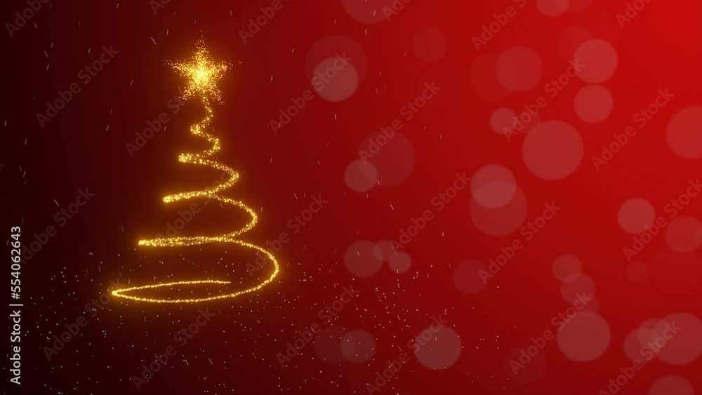 Wall mural glowing christmas tree animation with light and particles. 3d animation
