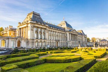 Royal Palace of Brussels front view at sunny day