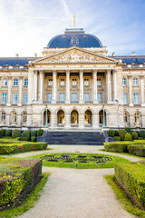 Royal Palace of Brussels front view at sunny day