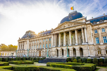 Obraz premium Royal Palace of Brussels front view at sunny day