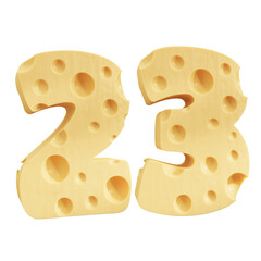 Number 23, Number twenty three cheese icon design.