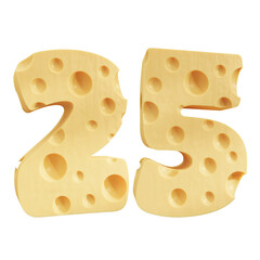 Number 25, Number twenty five cheese icon design.