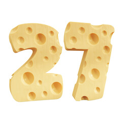 Number 27, Number twenty seven cheese icon design.