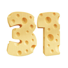 Number 31, Number thirty one cheese icon design.