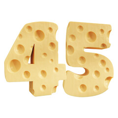 Number 45, Number forty five cheese icon design.
