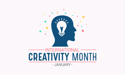 International creativity month is observed every year in january. Creativity month banner vector isolated on white background. Concept design for poster, greeting card and banner website.