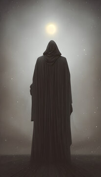 Ai Digital Illustration Stylish Grim Reaper Looking At The Stars