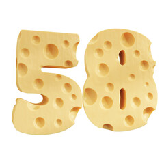Number 58, Number fifty eight cheese icon design.