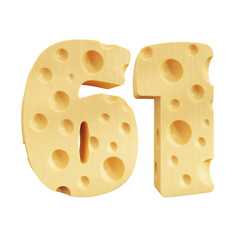 Number 61, Number sixty one cheese icon design.