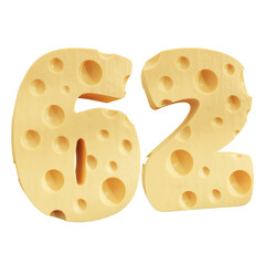 Number 62, Number sixty two cheese icon design.
