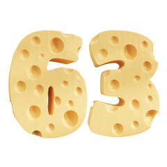 Number 63, Number sixty three cheese icon design.