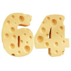 Number 64, Number sixty four cheese icon design.