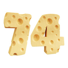 Number 74, Number seventy four cheese icon design.