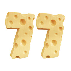 Number 77, Number seventy seven cheese icon design.
