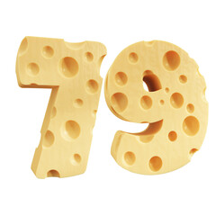 Number 79, Number seventy nine cheese icon design.