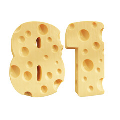 Number 81, Number eighty one cheese icon design.