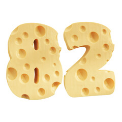 Number 82, Number eighty two cheese icon design.