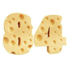 Number 84, Number eighty four cheese icon design.