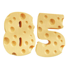 Number 85, Number eighty five cheese icon design.