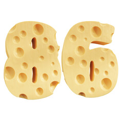 Number 86, Number eighty six cheese icon design.