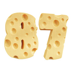 Number 87, Number eighty seven cheese icon design.
